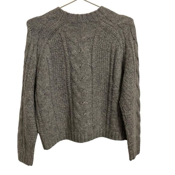 J. Crew Metallic Cable-Knit Sweater Heather Iron Metallic Wool Alpaca Size XS - Picture 5 of 8